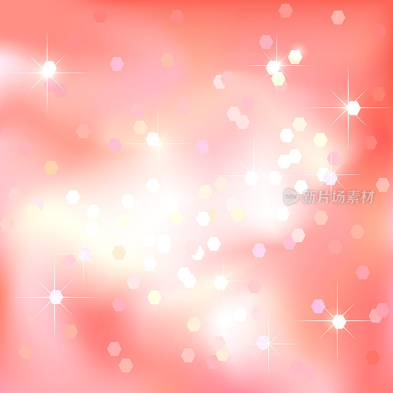 Red abstract background with light spots and stars. Magical party background